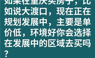 如果在重庆买房子，比如说大渡口，现在正在规划发展中，主要是单价低，环境好你会选择在发展中的区域去买吗？